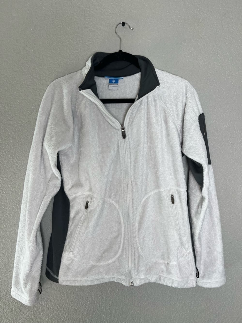 Columbia Light Gray and Dark Gray Fleece Zip Jacket